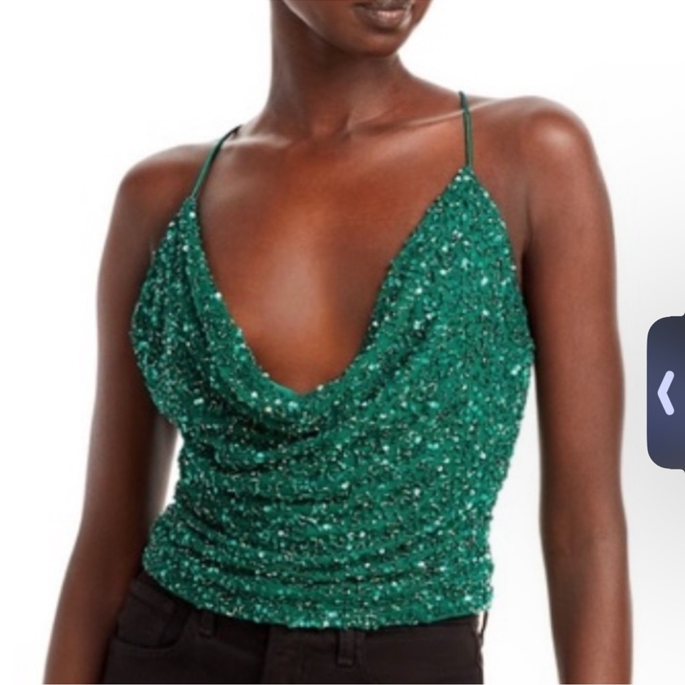 Retrofete Green Sequin Camisole